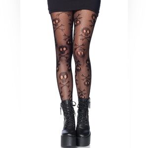 Leg Avenue  women's skull print micro fishnet net tights